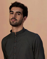 Manyavar Men Dark Blue Printed Kurta