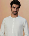 alt message - Manyavar Men White Plain Kurta image number 0