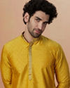 alt message - Manyavar Men Golden Embellished Kurta Pajama image number 0