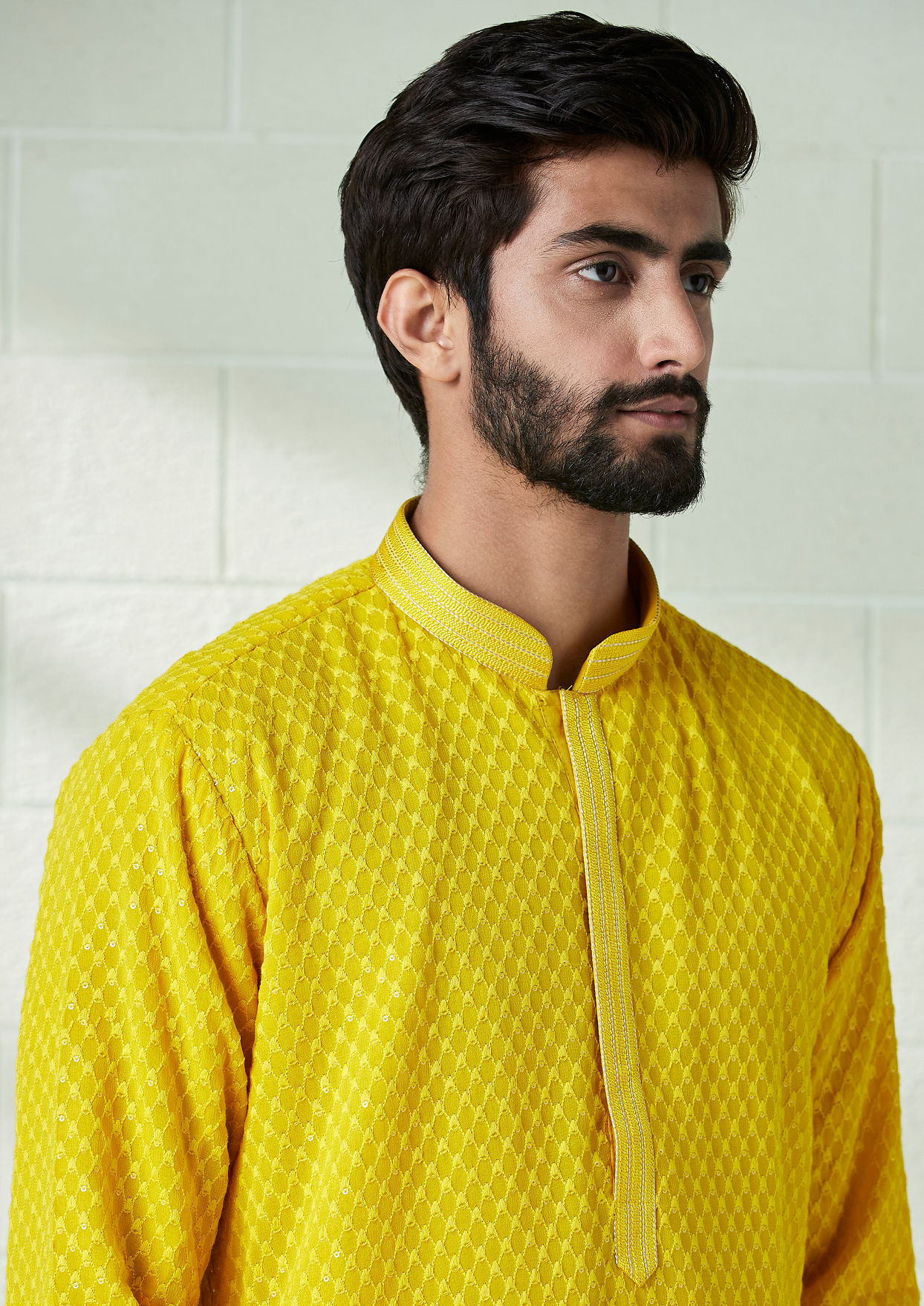 alt message - Twamev Men Marigold Orange Chikankari Kurta Set image number 0