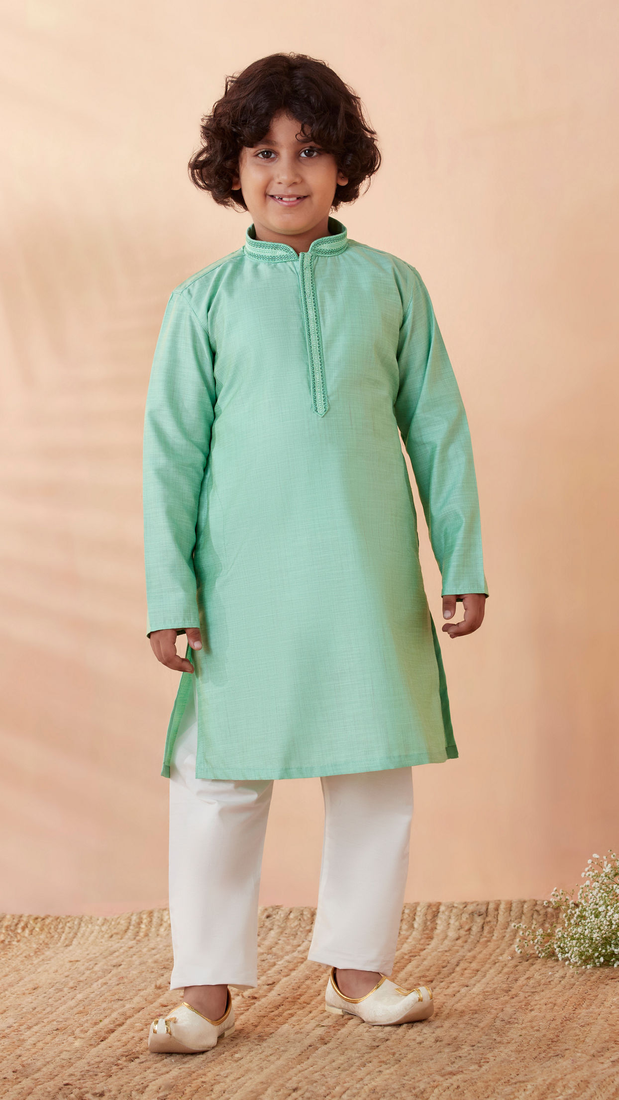 Buy Boys Sea Green Kurta Set Online in India Manyavar Kurta Pajama for Boys