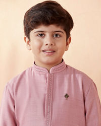 Manyavar Boys Boys Pink Solid Kurta Set