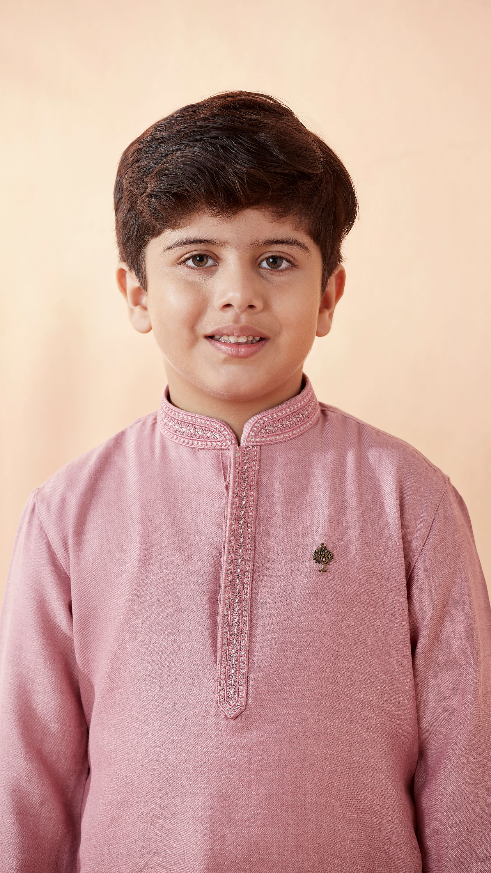 Manyavar Boys Boys Pink Solid Kurta Set