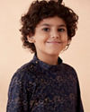 Manyavar Boys Boys Blue Floral Printed Side Open Kurta Set