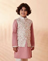Manyavar Boys Boys Cream And Pink Kurta Jacket Set