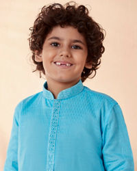 Manyavar Boys Boys Sky Blue Kurta Set