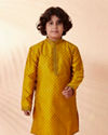 Manyavar Boys Boys Gold Yellow Jacquard Kurta Set