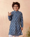 Manyavar Boys Boys Blue Print Kurta Set
