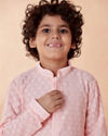 Manyavar Boys Boys Pink Chikan Kurta Set