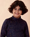 Manyavar Boys Boys Royal Blue Side Open Kurta Set
