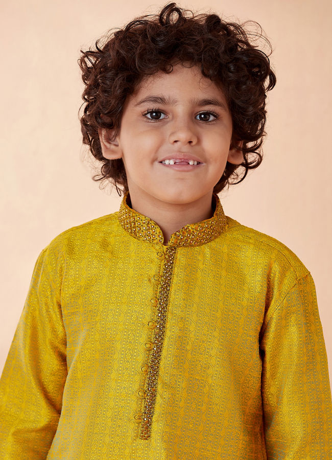 Buy Boys Gold Yellow Kurta Set Online in the USA Manyavar Kurta