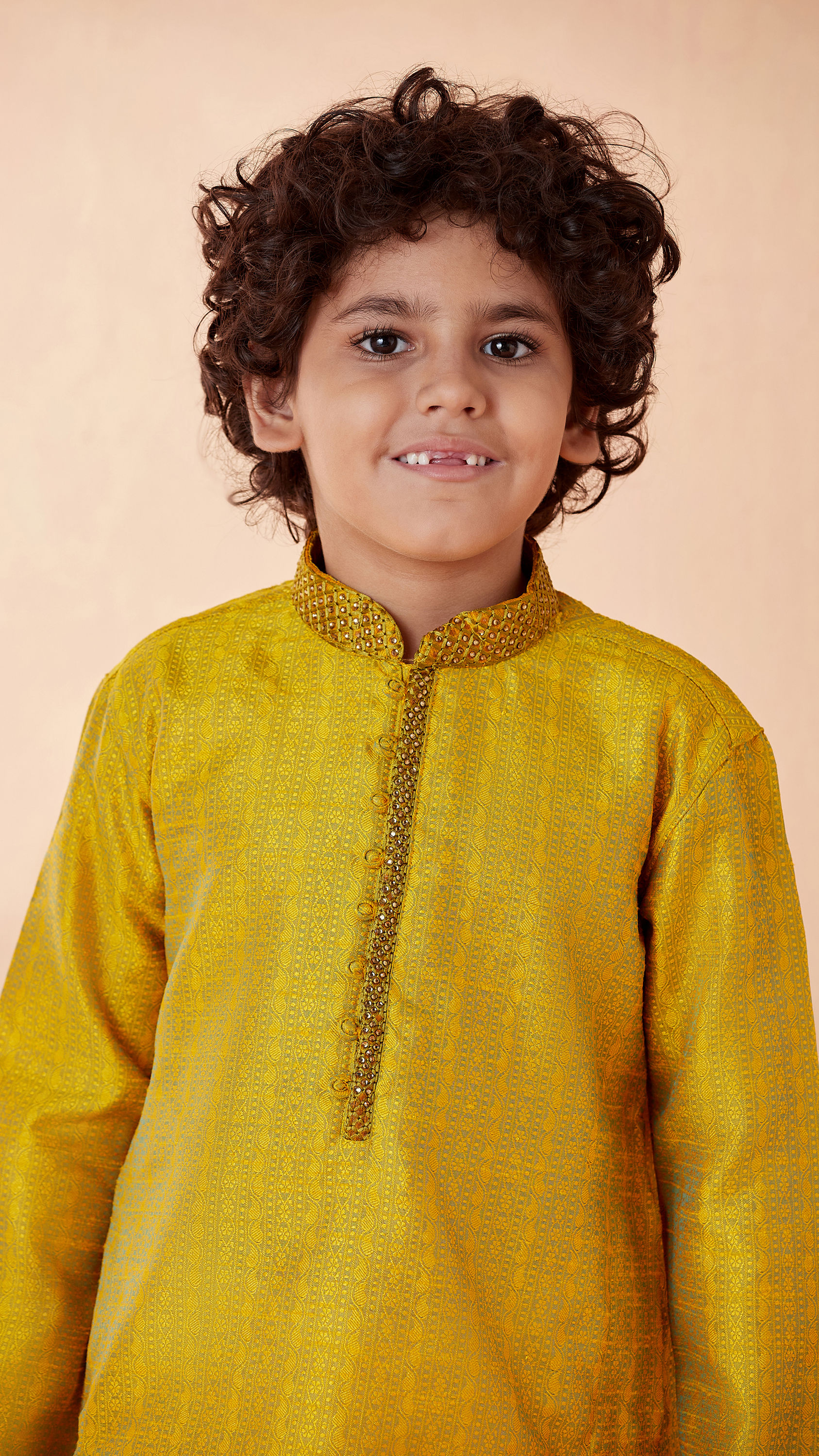 Manyavar Boys Boys Gold Yellow Kurta Set