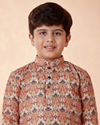 Manyavar Boys Boys Orange Printed Kurta Set