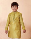 Manyavar Boys Boys Yellow Jacquard Kurta Set