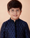 Manyavar Boys Boys Navy Blue Motif Design Kurta Set