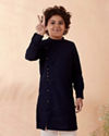 Manyavar Boys Boys Navy Blue Side Open Kurta Set