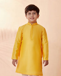 Manyavar Boys Boys Mustard Yellow Solid Kurta Set