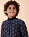 Manyavar Boys Boys Navy Blue Printed Kurta Set