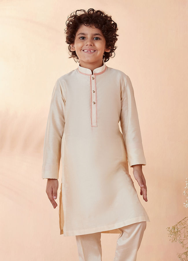 alt message - Manyavar Boys Boys Gajaree Floral Design Kurta Jacket Set image number 2