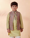 Manyavar Boys Boys Multicoloured Jacket With Light Green Kurta Set