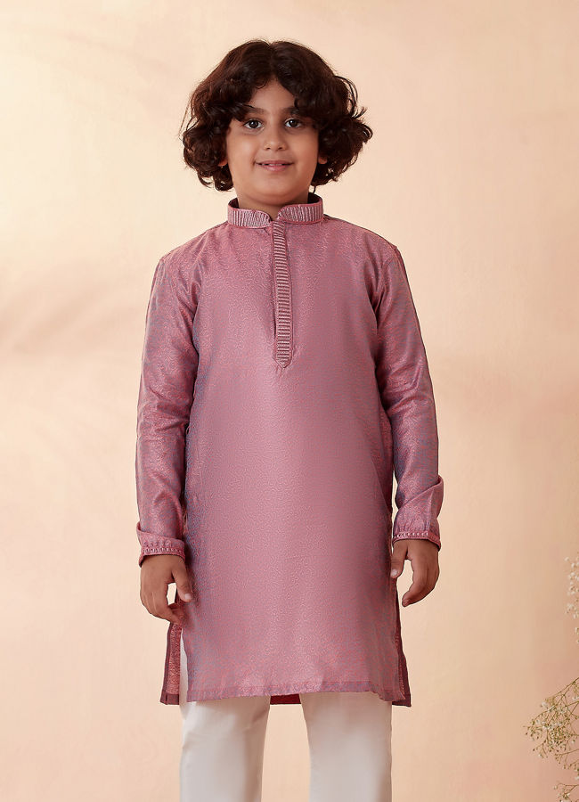 Manyavar Boys Boys Carnation Pink Kurta Set