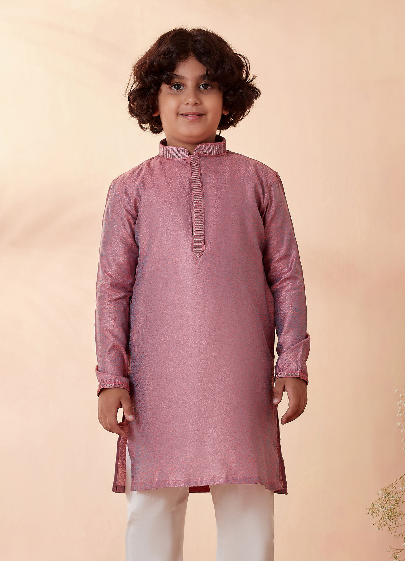 Manyavar Boys Boys Carnation Pink Kurta Set