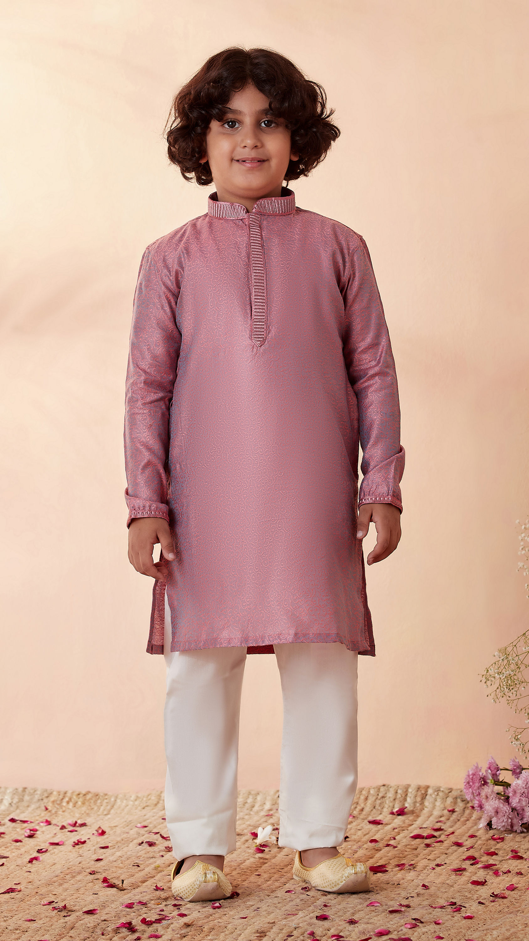 Manyavar Boys Boys Carnation Pink Kurta Set