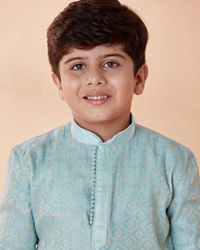 Manyavar Boys Boys Powder Blue Printed Kurta Set