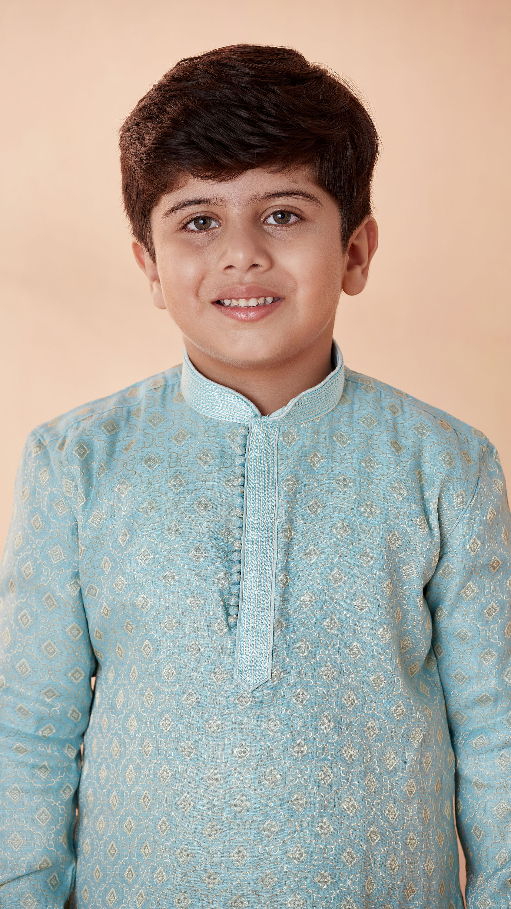 Manyavar Boys Boys Powder Blue Printed Kurta Set