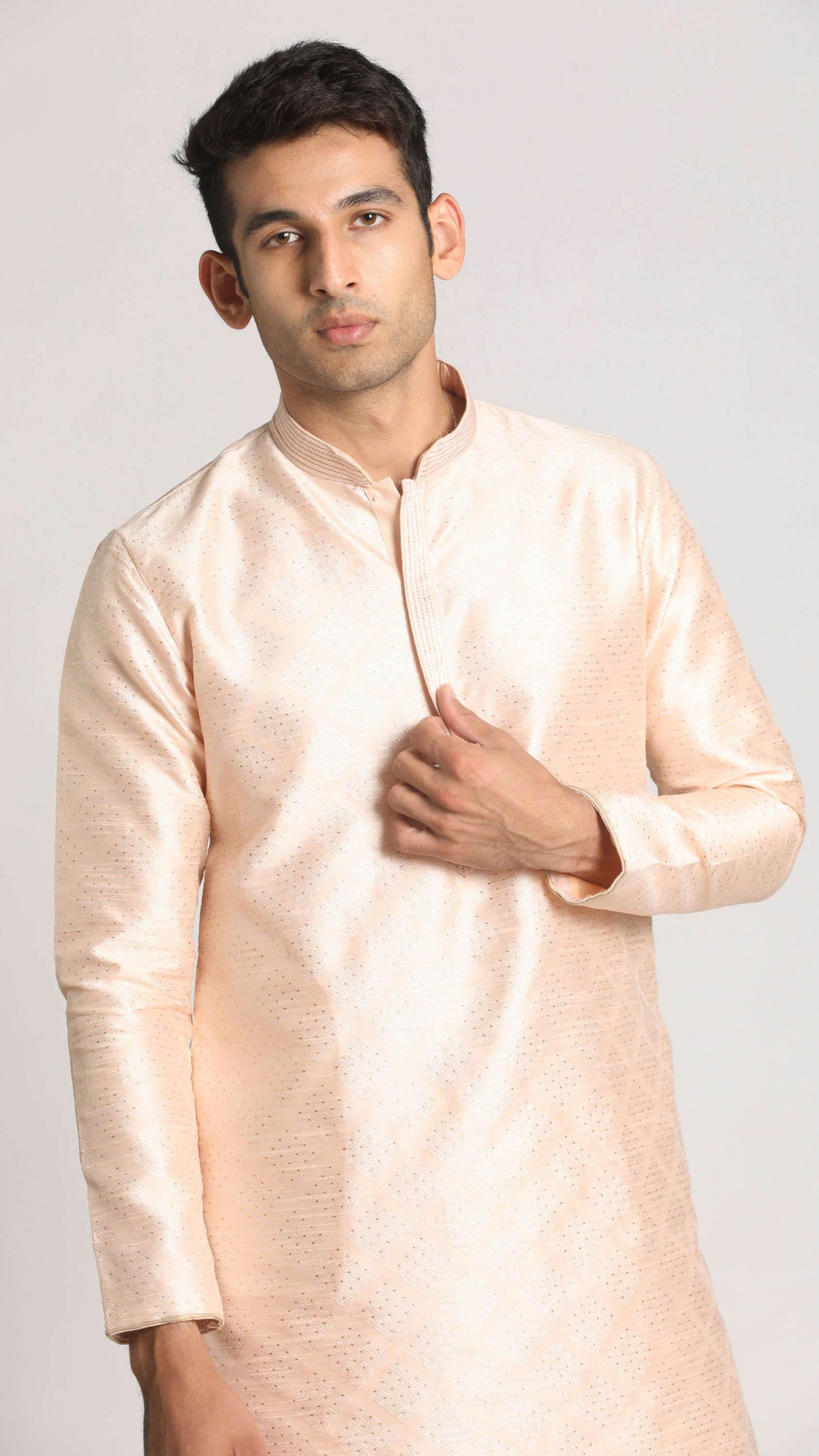 Manyavar Men Pastel Pink Kurta Pajama