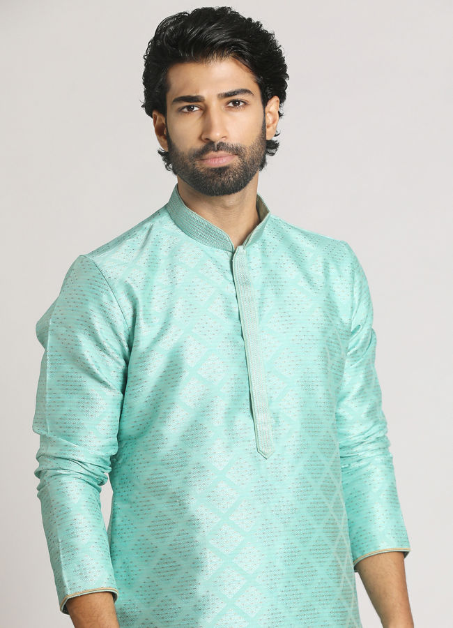 Aqua Blue Festive Kurta Pajama image number 0