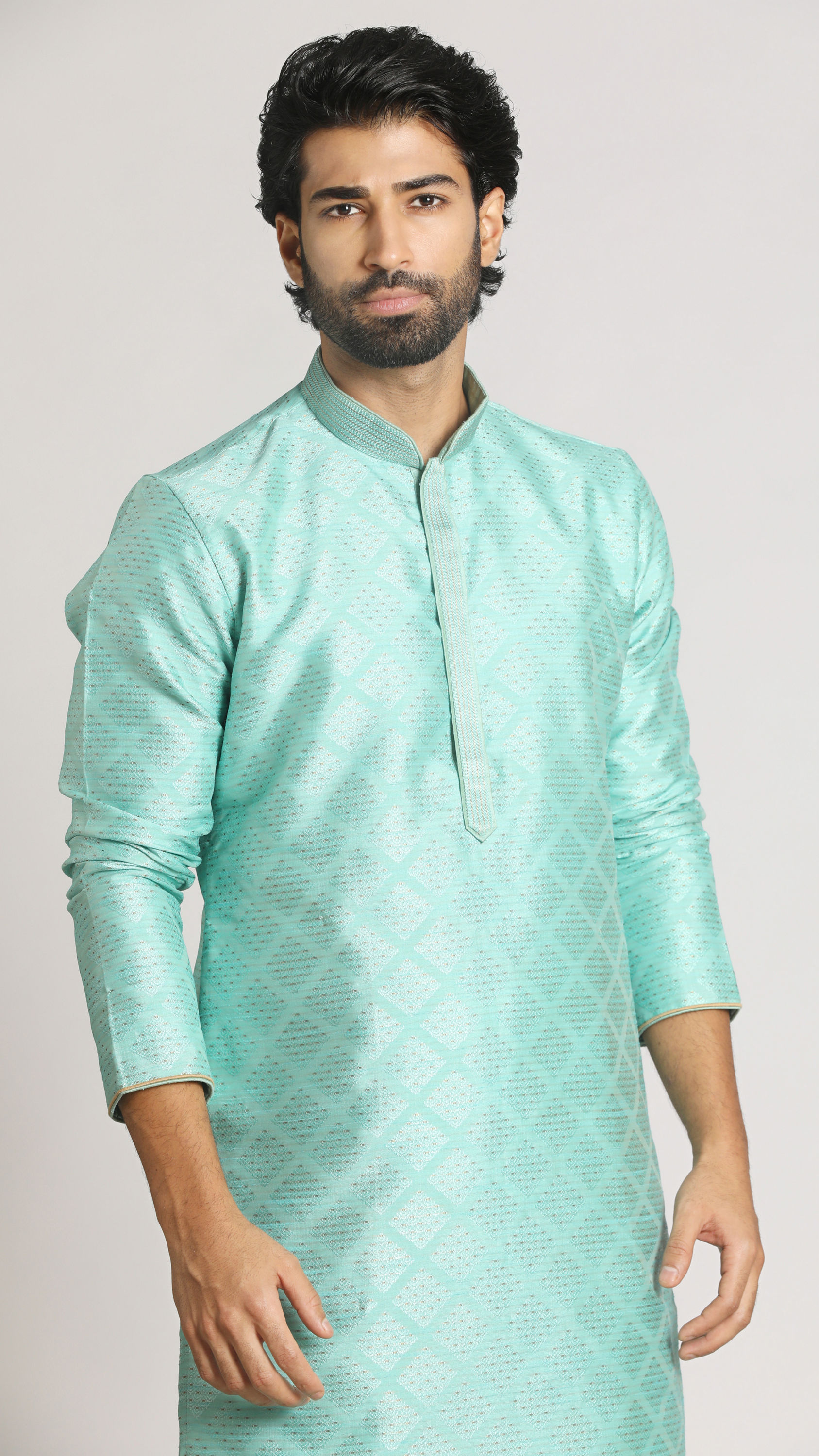 Manyavar Men Aqua Blue Festive Kurta Pajama