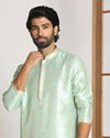 Manyavar Men Pale Blue Kurta Pajama With Floral Motifs image number 0