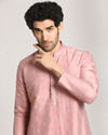 Manyavar Men Light Pink Festive Kurta Pajama With Embroidery Work