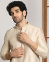 Off White Festive Kurta With Printed Motifs image number 0
