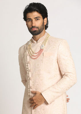 Manyavar Men Light Pink Indo Western