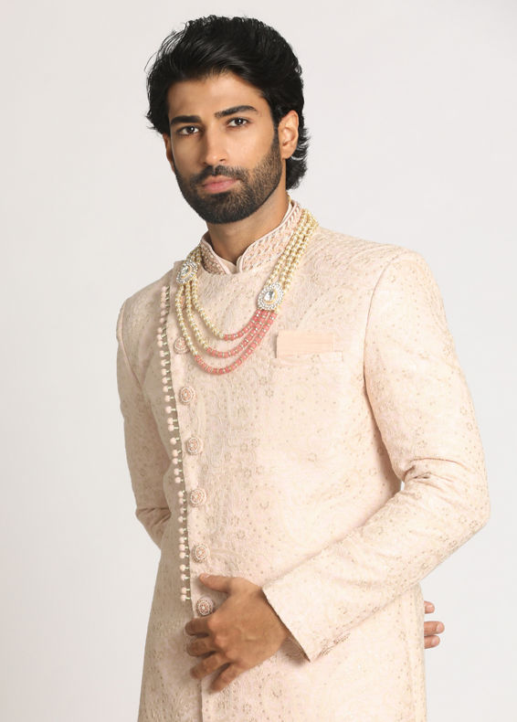 Manyavar Men Light Pink Indo Western