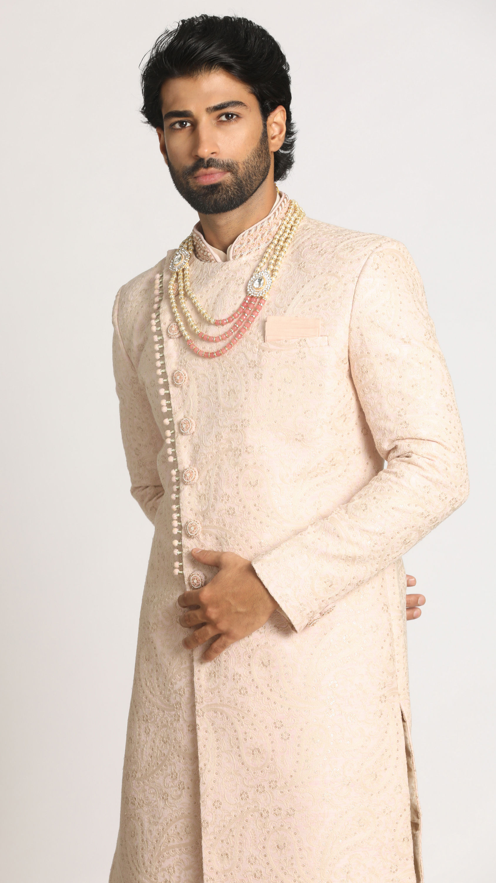 Manyavar Men Light Pink Indo Western