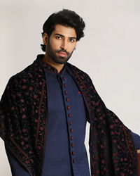 Manyavar Men Royal Blue Indo Western With Dupatta