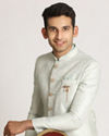 Manyavar Men Aqua Green Self Design Indo Western