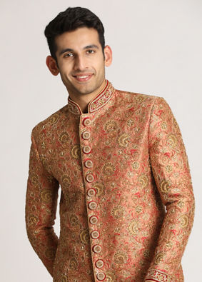 Rust Pink Embroidered Indo Western image number 0