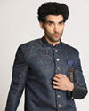 Manyavar Men Blue Paisley Print Indo Western