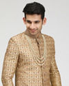 alt message - Manyavar Men Fawn Sherwani With Heavy Embroidery Work image number 0