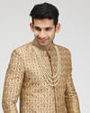 Manyavar Men Fawn Sherwani With Heavy Embroidery Work