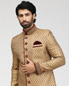Manyavar Men Elegant Fawn Celebration Wear Sherwani