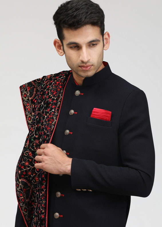 Manyavar Men Sophisticated Black Sherwani Set