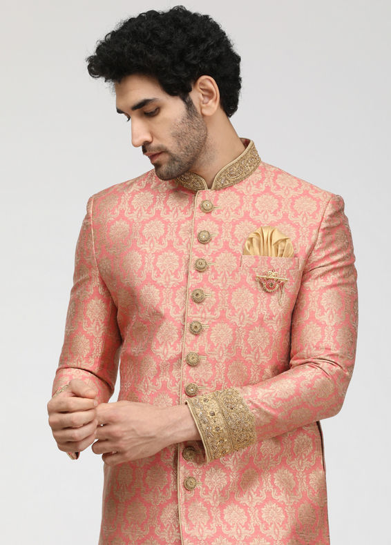 Manyavar Men Gleaming Gajaree Indian Sherwani