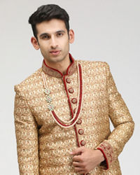 Manyavar Men Traditional Sherwani In Beige