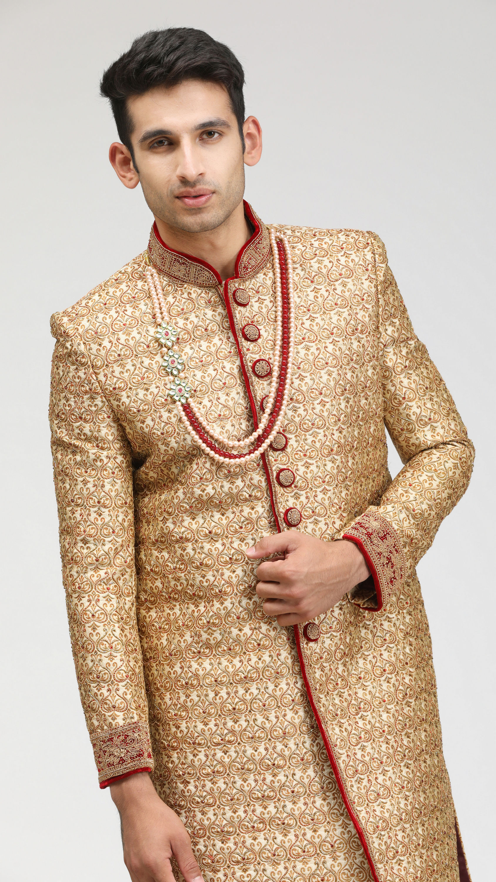 Manyavar Men Traditional Sherwani In Beige