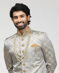 Manyavar Men Gorgeous Grey Sherwani